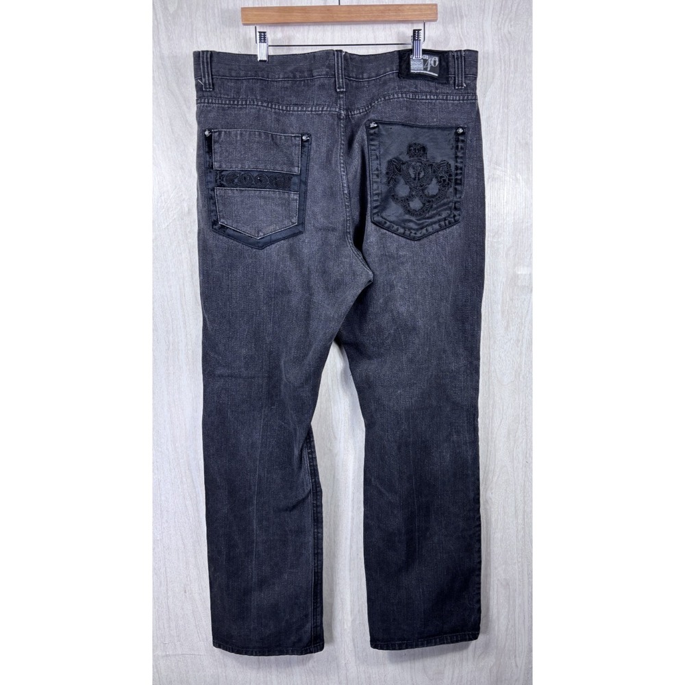 COOGI Jeans Mens 42x35 Black Baggy Embroidered Y2K Hip Hop Streetwear Vintage